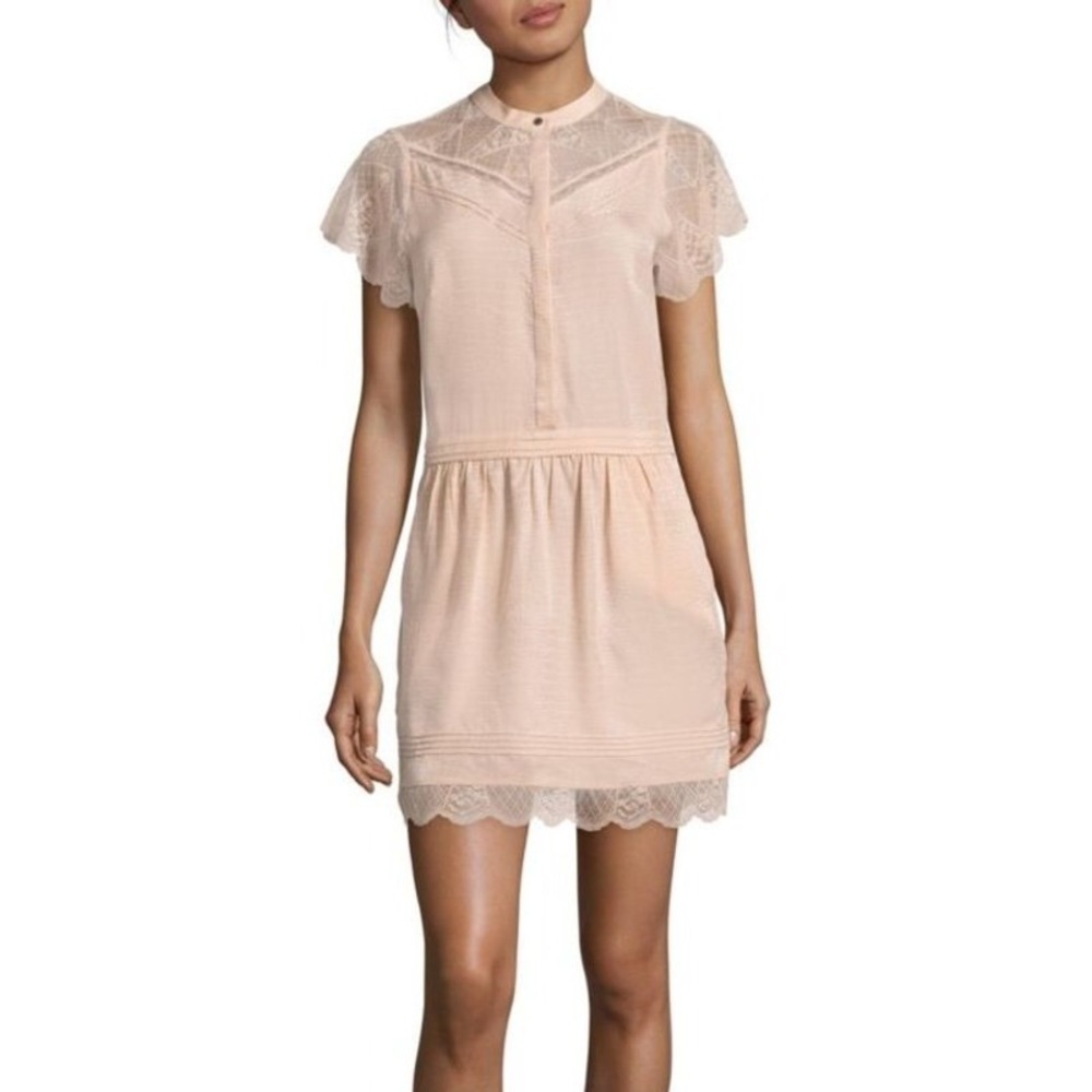 Zadig & Voltaire Pale Pink Lace-Detail Midi Dress ASO Anastasia Steele